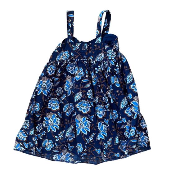 Janie and Jack Girls Blue & Brown Floral Cotton Sundress Size 5 - Picture 1 of 6